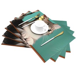 WHJWZY Woven Placemat 4 PCS 18x12 in Heat Resistant Non Slip Washable Table Mat A Curious cat Printing