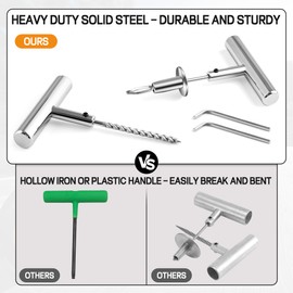 Esevalia Solid Stainless Steel Tire Repair Kit- 110 PCS Tire Repair Tool with Plugs for Emergencies Quick Puncture Fixing for Cars Truck RV Jeep ATV Motorcycle Flat Tire Repair(include White Vaseline)