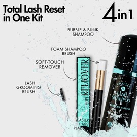 Gazelle lash shampoo kit | lash cleaner Include Lash Shampoo, Remover & Cleaning Brush for DIY Lash Segments, Salon Lash Extensions, Safe & Gentle Pre/Post Application Care lash cleaning kit