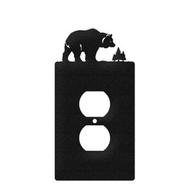 SWEN Products Bear Wildlife Wall Plate Cover (Single Outlet, Black)