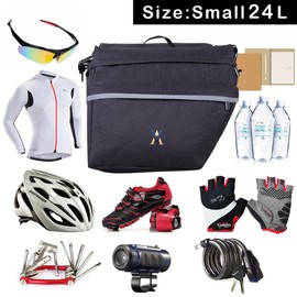Water-Resistant Portable Bike Pannier Bag - 24L Bicycle Panniers with Reflective Trim, Bike Rear Seat Saddle Bags by Vuudh