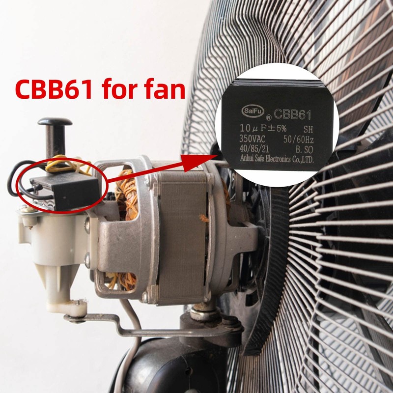 CBB61 10uf 2-Wire 350V AC Ceiling Fan Capacitor - 50/60