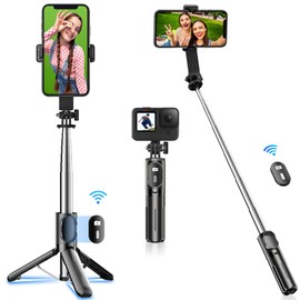 Selfie Stick, Industry First Selling Mini, Stable Model, Smartphone Stand, Tripod, Smartphone & Digital Camera Compatible, Compatible with iPhone & Android, Compact, Selfie Stick with Remote Control