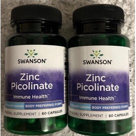 Swanson 2 Pack Zinc Picolinate 120 Caps Body Preferred Form 22 mg Immune Prostate Health