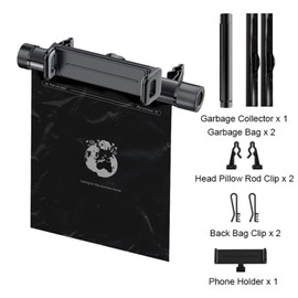 COOSKIN Car Trash Bags with Dispenser Car Garbage Bag with Phone Holder Durable Hanging Trash Can Tearable Disposable Garbage Bags (1 Dispenser + 40Pcs Bags+ Phone Holder) (Black)