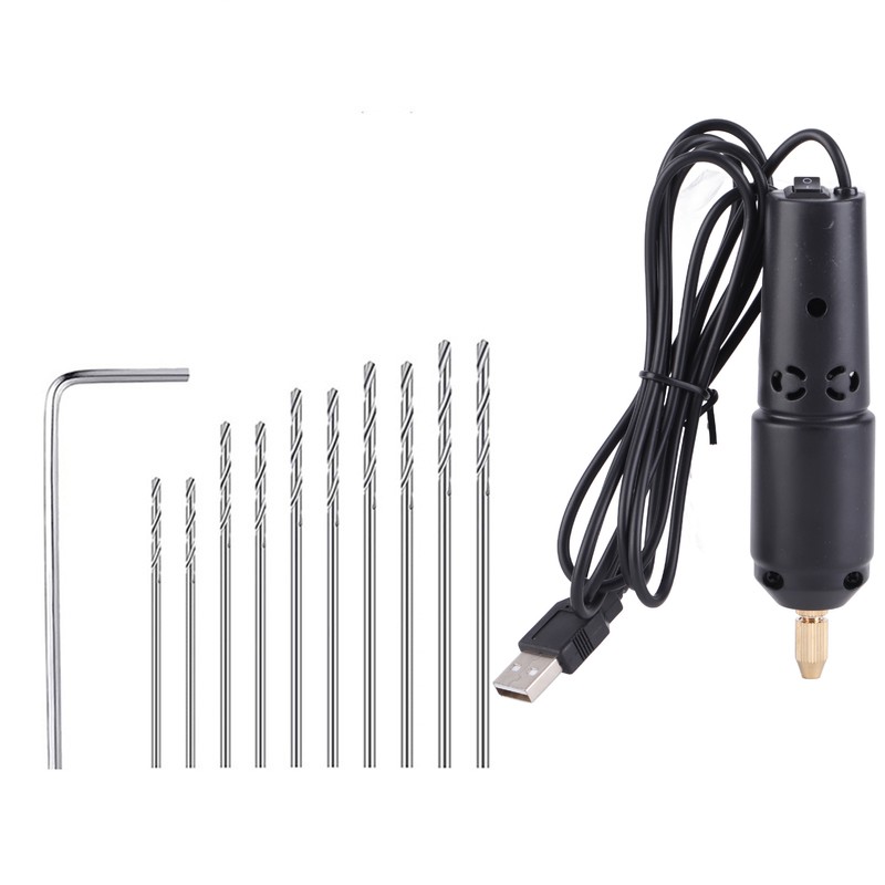 Mini Electric Drill 0.8‑1.2mm Portable Handheld USB Powered Micro Electric