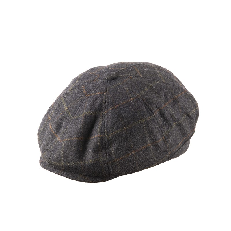 Heritage Traditions Wool Blue Tweed Panel Peak Newsboy Cap Hat,
