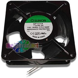 SUNON SP101A-1123HBL-GN AC Fan Ball Flange Mount, 115V, 0.21A-0.18A, 20W-18W, 50 Hz-60 Hz, 2750 rpm-3050 RPM, 120 mm L x 120 mm W x 38 mm H