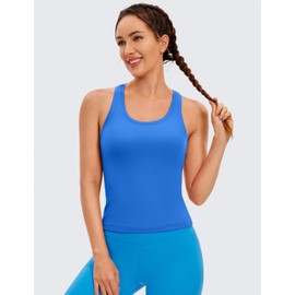 CRZ YOGA Butterluxe Racerback Workout Tank Tops for Women Sleeveless Gym Tops Athletic Yoga Shirts Camisole Sparkle Blue Medium