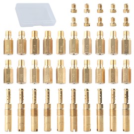 LEONTOOL 30-Piece Main Jet Set, Round, Hexagon Type, + 10 Pieces, Slow Pilot Jets, Keihin, Brass, Motorcycles, Carburetor Nozzles, Carburetor Settings, Compatible with CVK, PE, PWK, OKO and More, Bike
