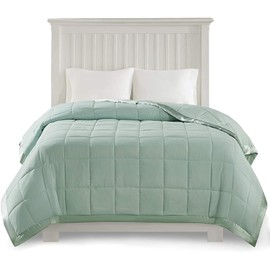 Madison Park Windom Microfiber Down Alternative Stain Resistant Blanket, King, Seafoam