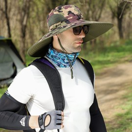 HUAMULAN 6" Large Wide Brim Sun Hats, Men and Women Bucket Hat for Outdoor Fishing Hiking Garden Lawn Yard Work Safari Beach Kayaking