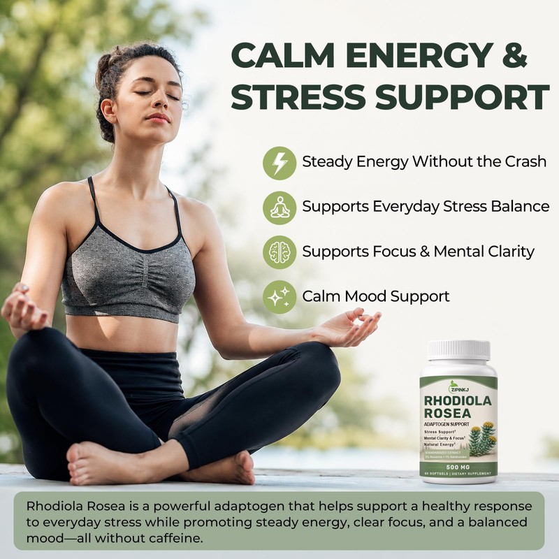 Rhodiola Rosea Supplement 500mg for Stress & Focus Support, 120