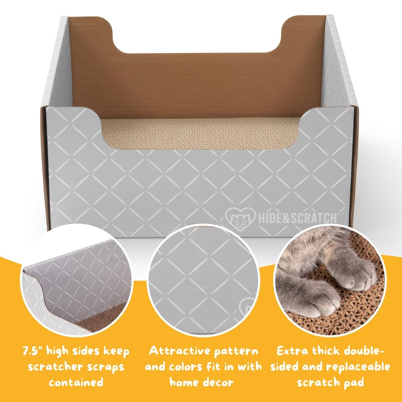 Hide & Scratch Cardboard Cat Scratcher Box & Bed -