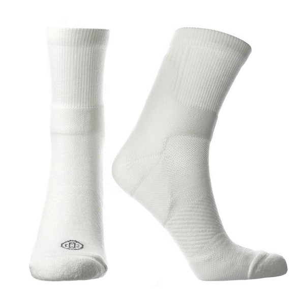 Doctor's Choice Compression Low Calf Crew Socks, Plantar Fasciitis, Achilles Tendonitis & Arch Support for Men & Women, 1 Pair, White/Medium