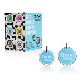 Thnx Tag Airtag Keychain - with QR Code, Smart Travel Pack, 1x S Tag, 1x M Tag, 1x Tag Sticker, for Backpacks, suitcases, Keys and Cameras, Direct Contact with The Finder (Blue)