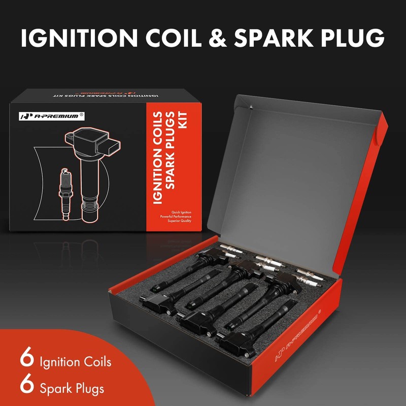 A-Premium Set of 6 Ignition Coil Pack and Iridium Spark