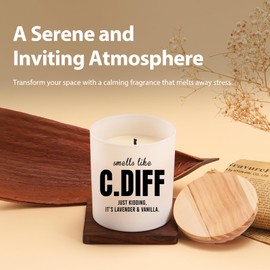 Smells Like C. Diff Candle Nurse Gifts Nurse Appreciation Gifts Registered Nurse RN Nurse Practitioner Scented Candles Home Office Jar Candles Lavender Scent Soy Wax Candle 9.5 oz