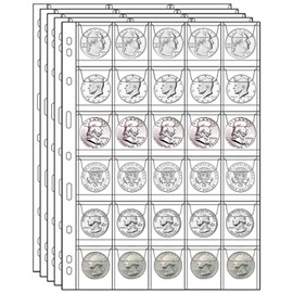 MUQING 600 Pockets Coin Sleeves, 20 Sheets Coin Pages, Coin Collecting Supplies with Standard 9 Holes, Coin Sheets Plastic for Binder(30 Pocket)