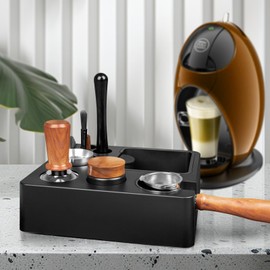 Espresso Tamping Station Black Espresso,9 In 1 Tamper Station Fit for Storage 51/53/58mm Espresso Tamper,Distributor, Portafilter & Puck Screen Accessories