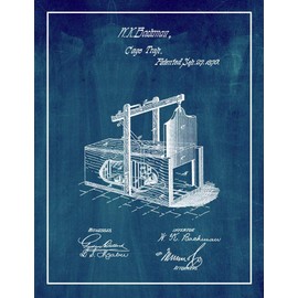 Mousetrap Patent Print Midnight Blue with Border (11" x 14") M11877