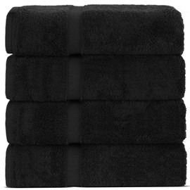 Chakir Turkish Linens Premium Cotton Absorbent Turkish Towels (Bath Towel - Set of 4, Black)