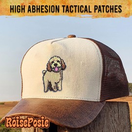 Roiseposie Goldendoodle Dog Patch, Cute Dog 3 Inches Iron On/Sew On Embroidered Applique Fabric Animal Smile Patches for Clothes Backpacks Hat Jeans, Dog Mom Embroidery Patches for Pet Lovers