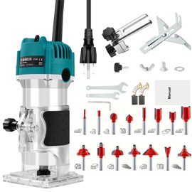 Electric Trim Router for Woodworking, 800W Motor Woodworking Tool with 15pcs Milling Cutter Set for Chamfering, Grooving, Trimming, Carving