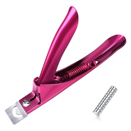 XEAOHESY 1 Piece Rose Red Acrylic Nail Clippers with 10pcs Magnets Sizers Stainless Steel Nail Tip Cutter Fake Nail Clipper Acrylic Nail Cutter U-Shaped Scissors for Acrylic Nails