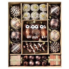 SVNVIOZ Christmas Ball Ornament Set, Nordic Style, 2.4 inches (6 cm), Gold, Copper, Gold, Ball, Christmas Tree Decoration, Luxurious, Various Types, Stylish Decoration