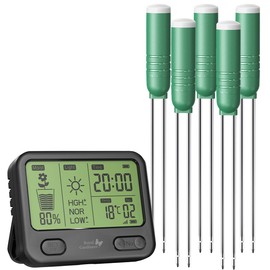 Royal Gardineer Soil Moisture Meter: 4-in-1 Wireless Soil Moisture Meter Set with 5 Sensors, Indoor and Outdoor (4-in-1 Soil Moisture Meter, Floor Sensor Sets)