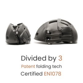 Overade Plixi Faltbarer Helm für Fahrräder, Elektroroller, E-Bikes - Volumen durch 3 geteilt - Gleicher Schutz wie ein klassischer Helm - Grau S/M