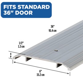 M-D Building Products 11619 Heavy-Duty Aluminum Commercial Threshold - Draft Protection, Easy to Cut and Install (6 in. x 1/2 in. x 36 in.) (Silver)