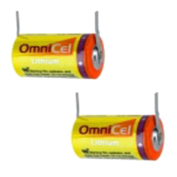 2x OmniCel ER14335 3.6V 1.65Ah 2/3AA Lithium Battery w/Tabs For Fleet Monitoring, Tracking Devices for Hunting Dogs, Carbon Monoxide Detectors, Intrusion Sensors, Invisible Fencing, Emergency Backup