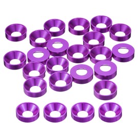uxcell 20 Pcs M8 Finishing Countersunk Washers, Aluminum Alloy Screw Gaskets, Cup Head Washer Gasket for Mechanical Accessories Parts, Purple