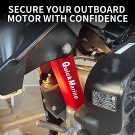 QuickMarine Single Ram Boat Transom Support Saver with 2 Pcs Trailering Motor Locks for Marine Outboard Engines Material Rubber White