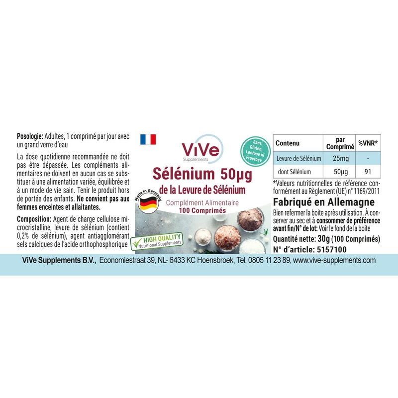 Selenium 50 μg – 100 Tablets from Selenium Yeast for