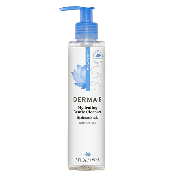 DERMA E Hydrating Gentle Cleanser with Hyaluronic Acid Clinically Proven Gentle Facial Wash for Calming Acne, Sensitive Skin, and Firming - Deeply Hydrates while washing away Dirt, Oil & Impurities