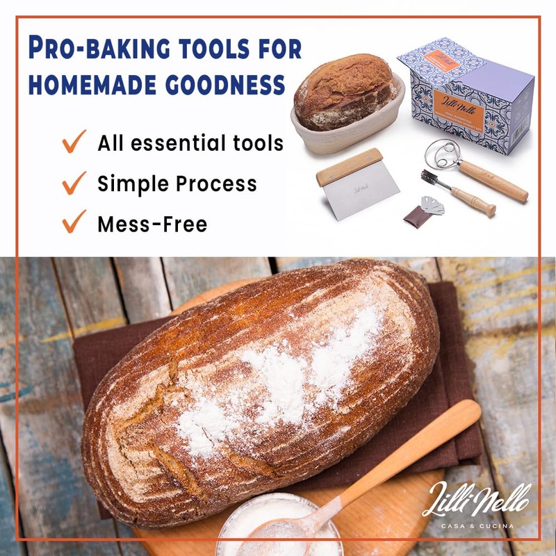 Banneton Oval 10" Sourdough Proofing Basket Set, Artisan Bread Kit,