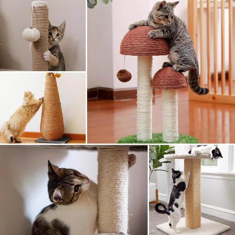 Parain Sisal Rope for Scratching Post, Cat Tree, Natural Sisal