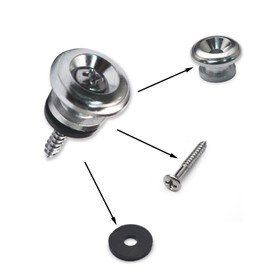 Harpfeas - 2 cierres de metal para correa de guitarra, botones de bloqueo de correa de guitarra estilo hongo, cierres de correa de guitarra eléctrica para guitarra, bajo, ukelele (cromo)