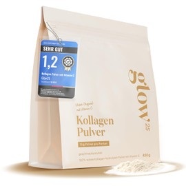 Glow25 Collagen Powder [450g] - Our Original - Collagen Hydrolysate with Vitamin C - Peptides Type 1 and 3 - Good Solubility - Neutral