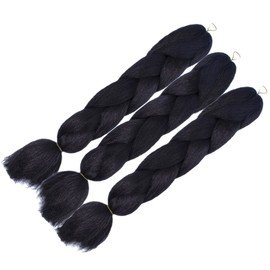 Jumbo Braids Colorful Synthetic Kanekalon Hair Extensions for DIY Crochet Box Braiding Pure Color Black 3Pcs 100g/Pcs 24Inches