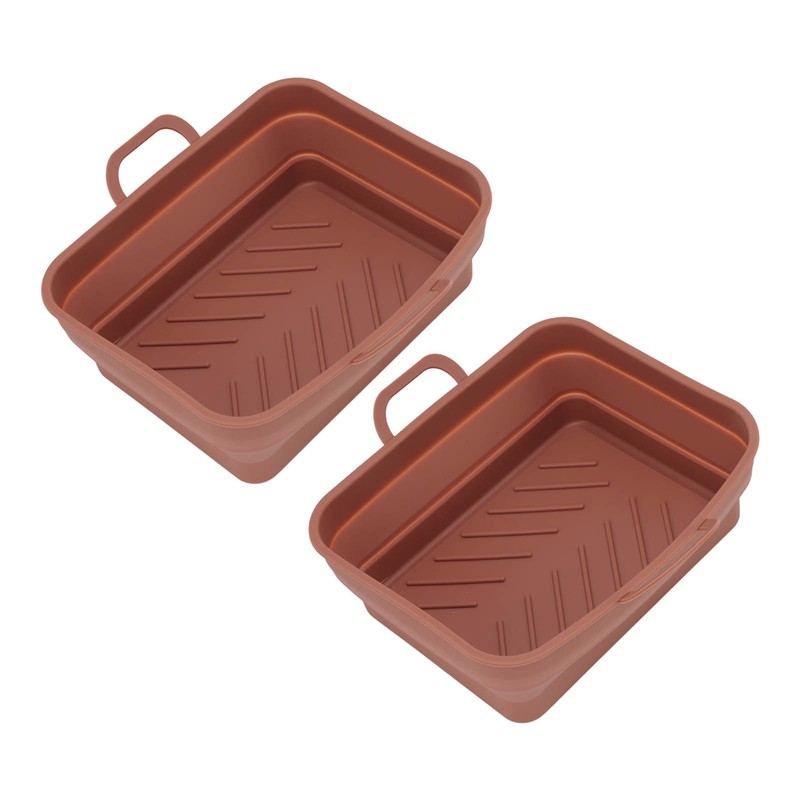 2 Pcs Silicone Air Cooker Pot with Handle Rectangular Fryer
