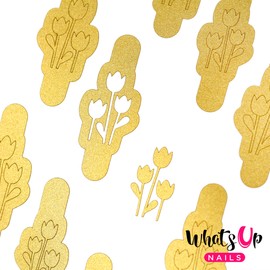 Whats Up Nails - Tulips Vinyl Stencils for Nail Art Design (1 Sheet, 20 Stencils)