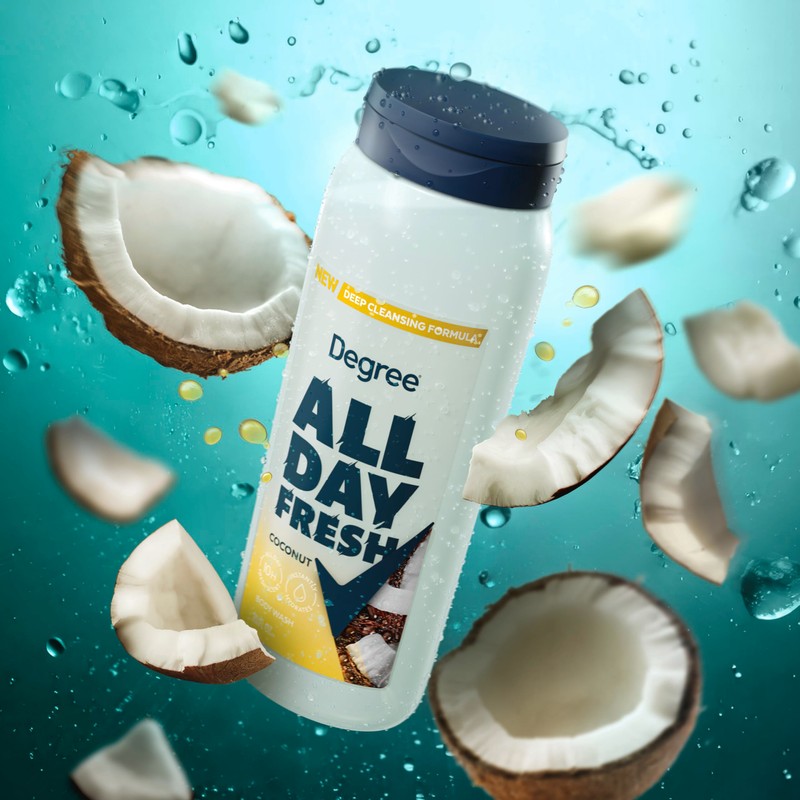 Degree All Day Fresh Body Wash Fresh Coconut Deep Cleansing