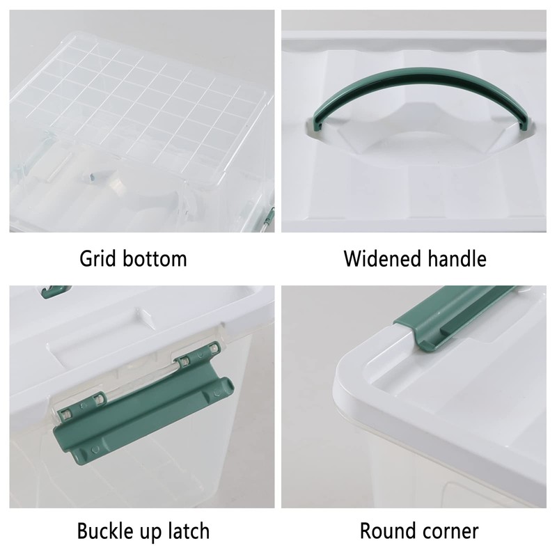 Yuright 8 Pack 14 Quart Plastic Organization Boxes, Clear Lidded