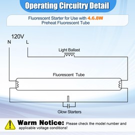 Saillong 4 Pack Upgraded Aluminum Housing Fluorescent Starter with 4-40W Preheat Fluorescent Lamps, CE Certified Fluorescent Tube Neon Starter Use in 110-130V (Compatible with FS-5)