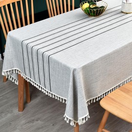 Yofori Cotton Tablecloth Square with Tassels, for Dining Decor or Events, Multiple Room Use (Grey, 135 x 135 cm)