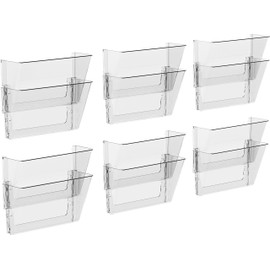 Storex Legal-Size Wall Pocket – Snap & Stack Plastic File Organizer, Mounting Hardware Included, Clear, Set of 2, 6-Pack (70224C06C)
